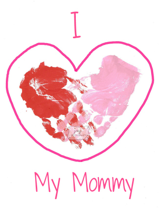 I love Mommy Handprint Hearts
