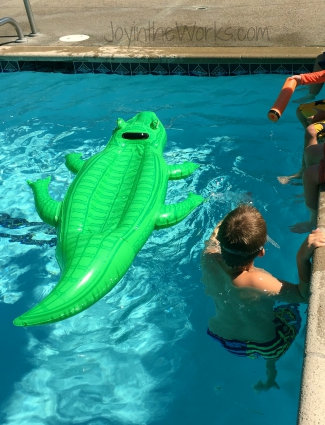 Pirate Pool Party activity: wrestle a crocodile