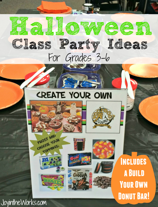 Searching for ideas for your Halloween Class Party for your older kids? Check out these activities for including a decorate your own donut bar! Great for 3rd, 4th, 5th and 6th grade!
