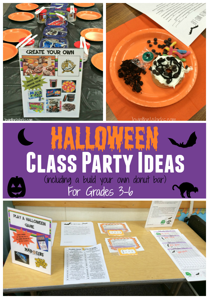Searching for ideas for Halloween Class Parties for your older elementary students? Check out these activities including a decorate your own donut bar!