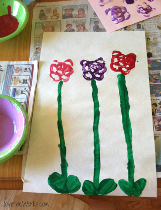 A fun art project on Valentine's Day- celery print flowers!