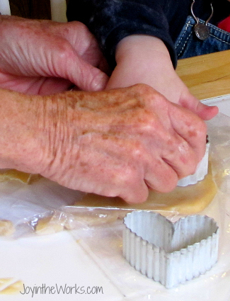 In our house, grandma comes over to make Valentine's Day sugar cookies with the little ones.