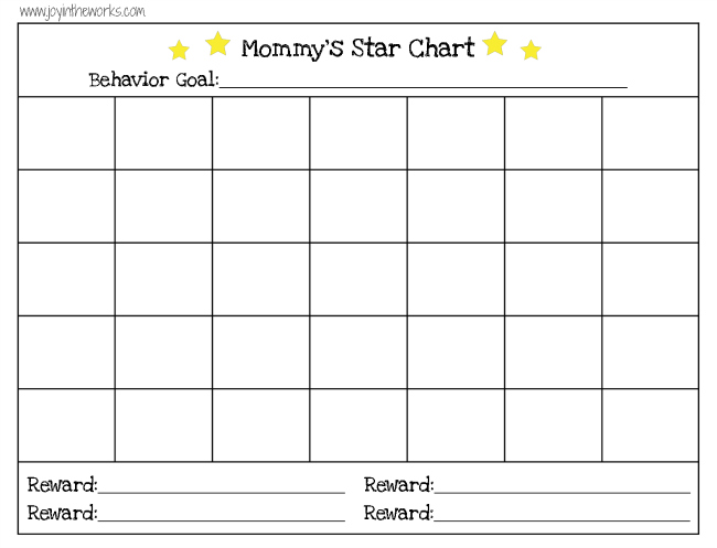 Free printable star chart for Mommy to reward herself for change