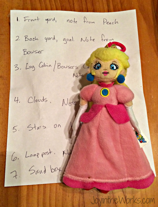 Notes for Save Princess Peach Scavenger Hunt
