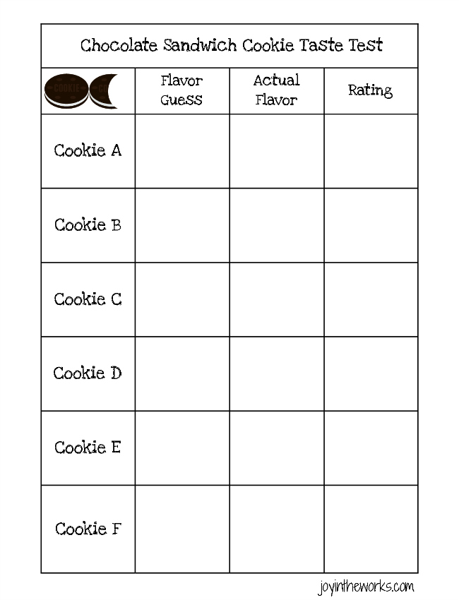 Free Printable Oreo Flavor Taste Test Sheet