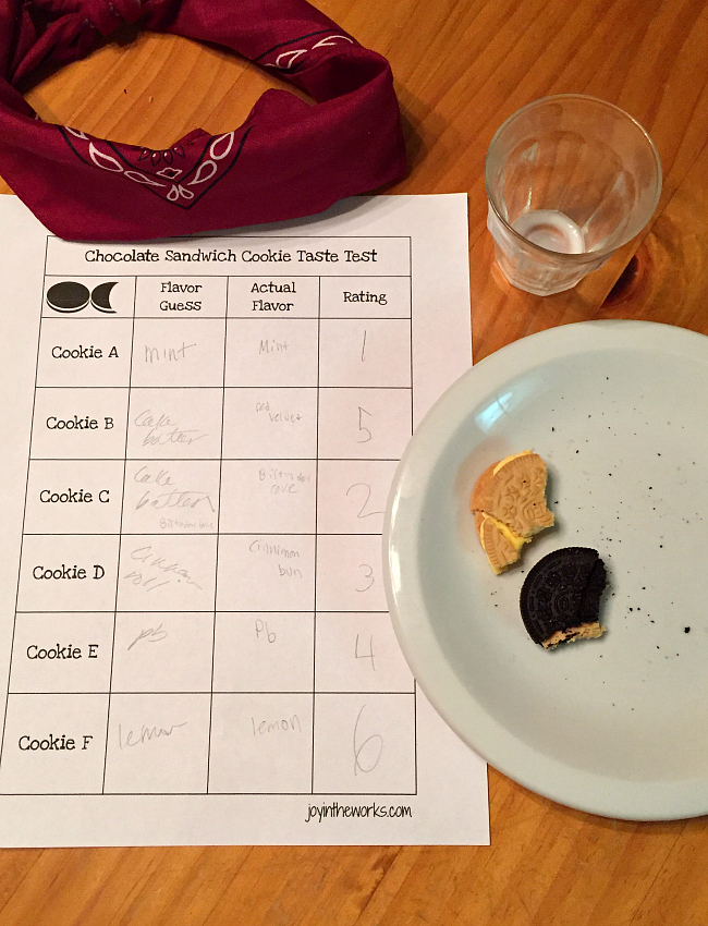 Compare all the different oreo flavors in this blind taste test. It makes a great family fun night activity and has a free printable for you to do your own!
