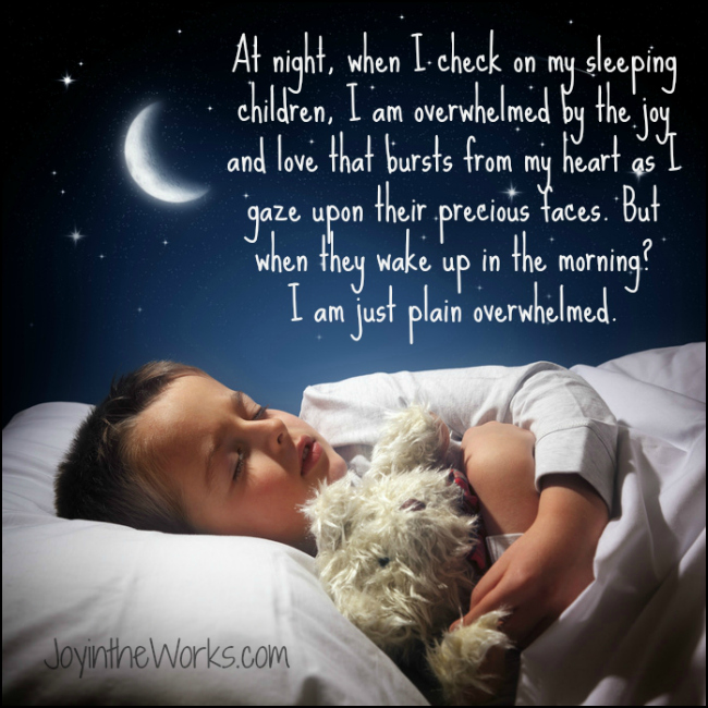 Child sleeping and dreaming in his bed under the moon, stars and blue night sky