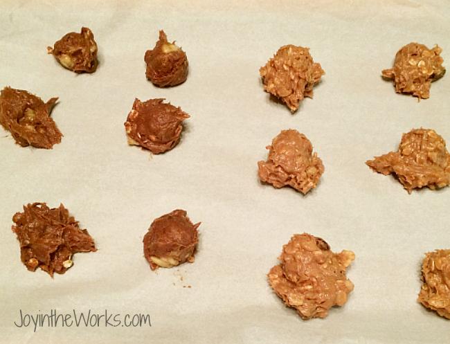 We cooked the different cookies on the same cookie sheet, but were careful to remember which side was which!