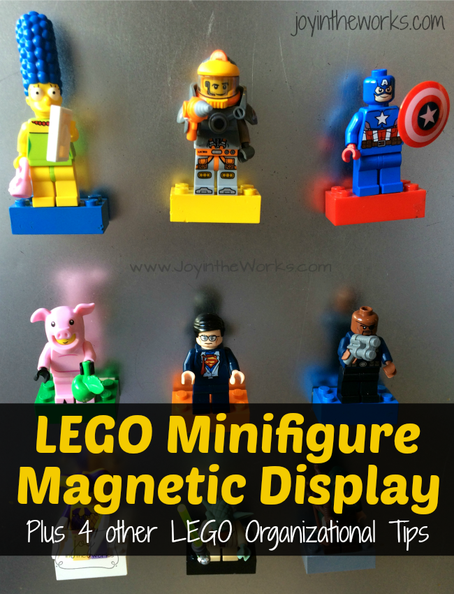 Looking for a simple, but USEABLE way to display Lego Minfigures? Check out this magnetic display board and 4 other Lego organizational tips!