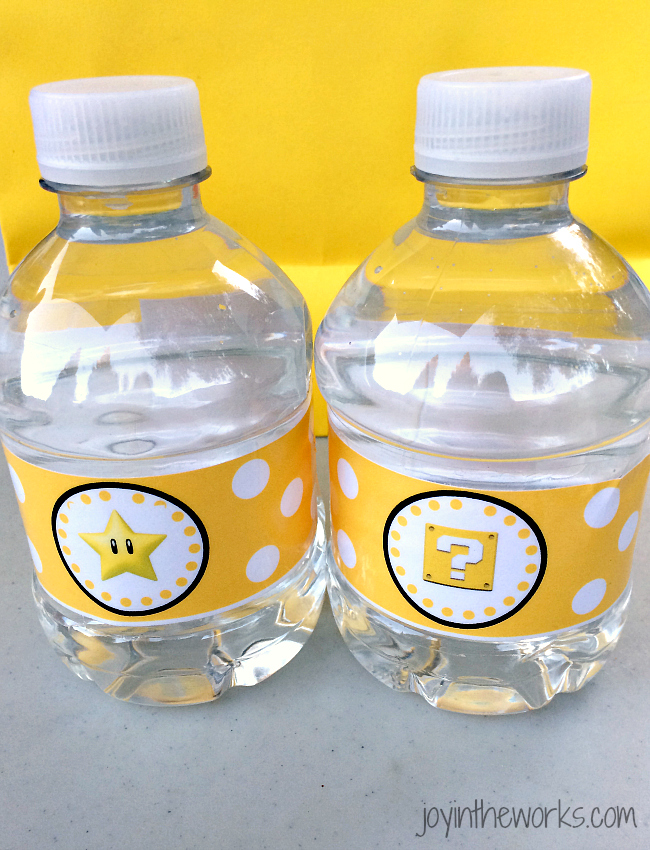 Super Mario Water bottle labels