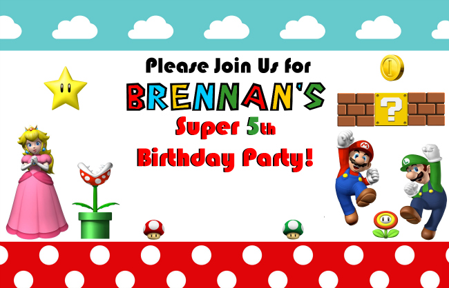 Sample Super Mario Birthday Party Invitation