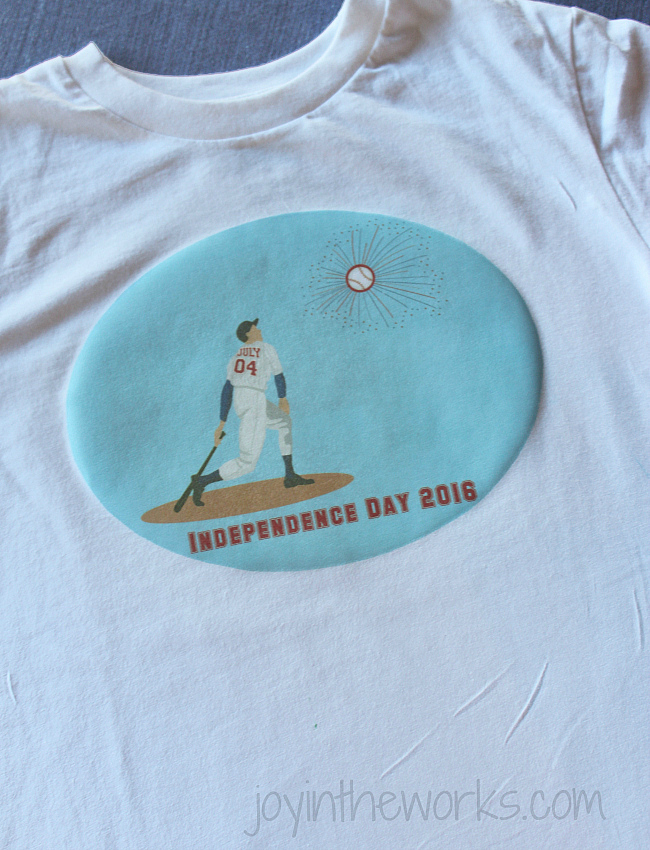 DIY iron-on 4th of July t-shirt, Step 6: Pull off the transfer sheet slowly.