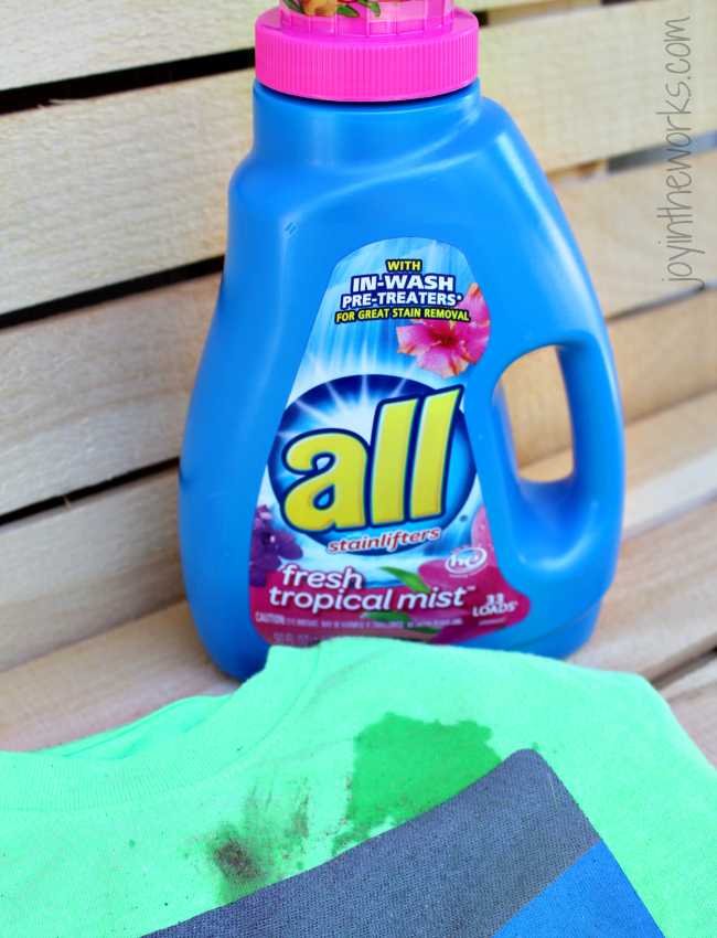 all® Fresh Tropical Mist™ gets out the POG and shave ice stains from our summer stained kids and keeps the vacation alive