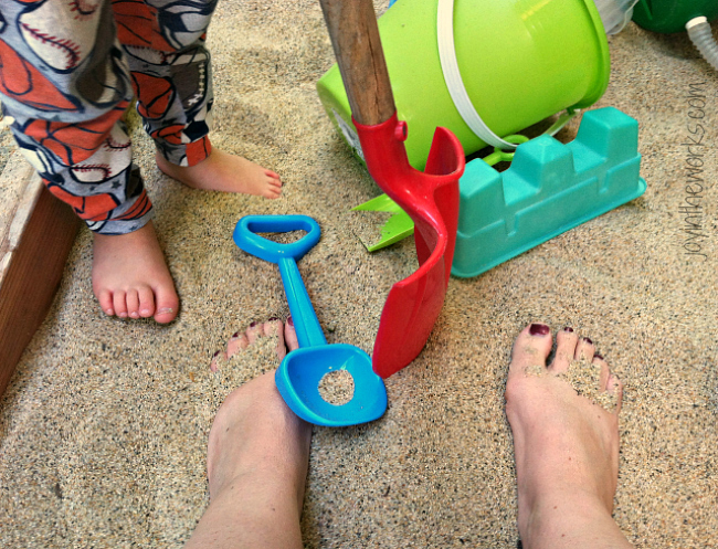 Putting my toes in the sandbox at home helps keep the vacation alive after I get home.