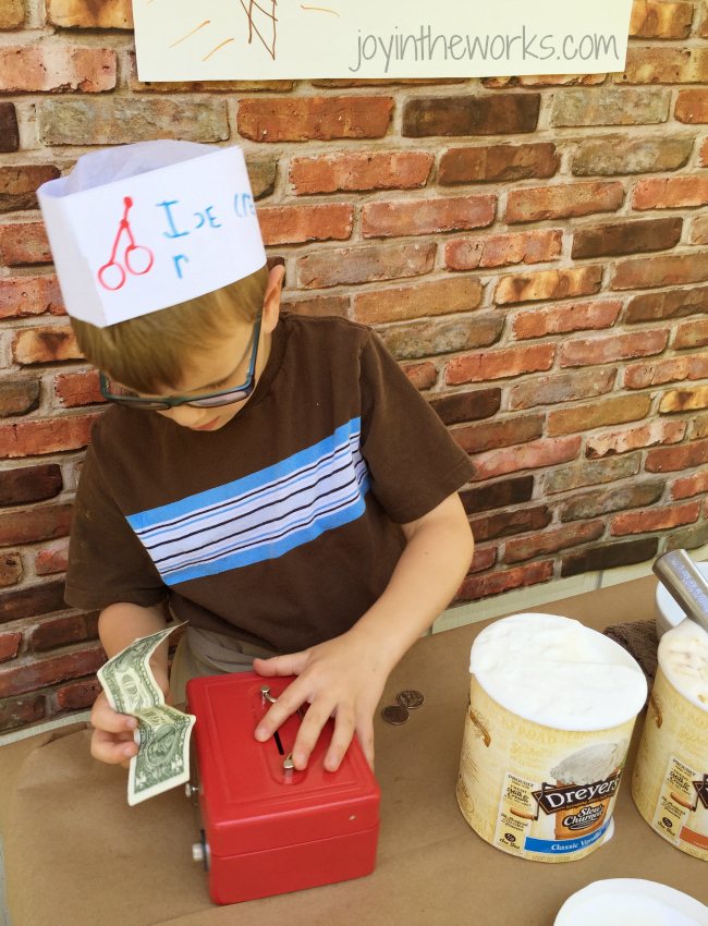 Collecting money for his Ice Cream Shop #sweetertogether #ad