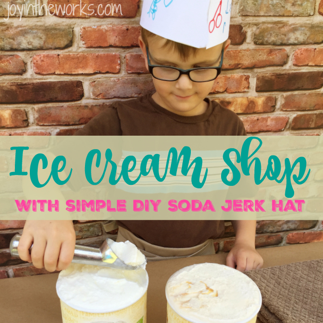 Forget the lemonade stand! Help your kids create this Ice Cream Shop with simple DIY Soda Jerk Hats #sweetertogether #ad
