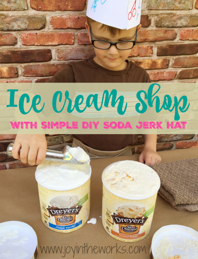 Forget the lemonade stand! Help your kids create this Ice Cream Shop with simple DIY Soda Jerk Hats #sweetertogether #ad