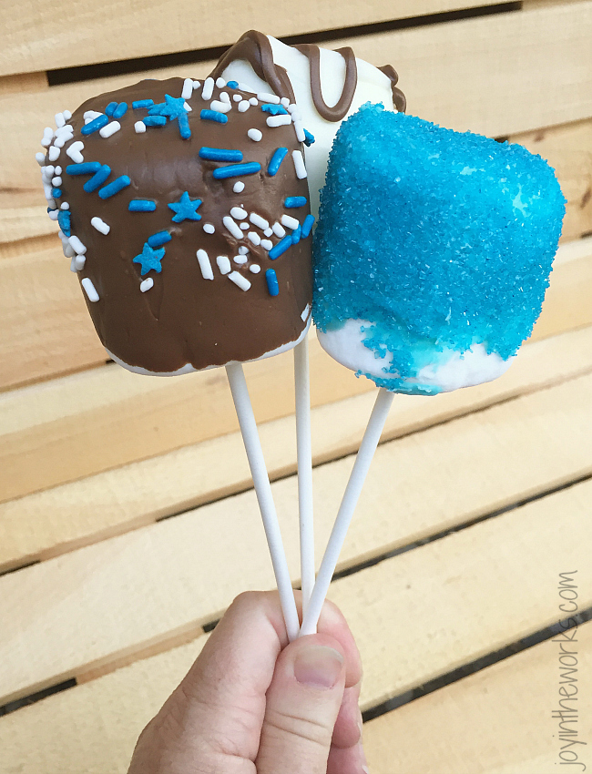 Decorated marshmallow pops perfect for baby shower pops
