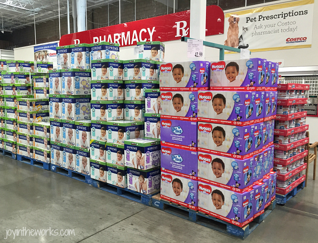 Find Huggies Little Movers Plus and Little Snugglers Plus at Costco near the pharmacy