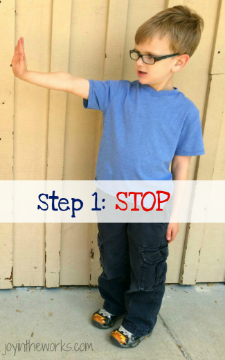 An easy to way to teach conflict resolution to kids with 3 simple hand movements: Step 1: Say STOP