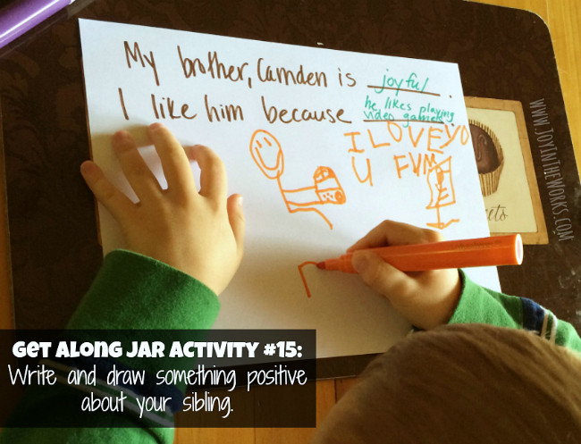 Get Along Jar Activity: Write and draw something about your sibling.
