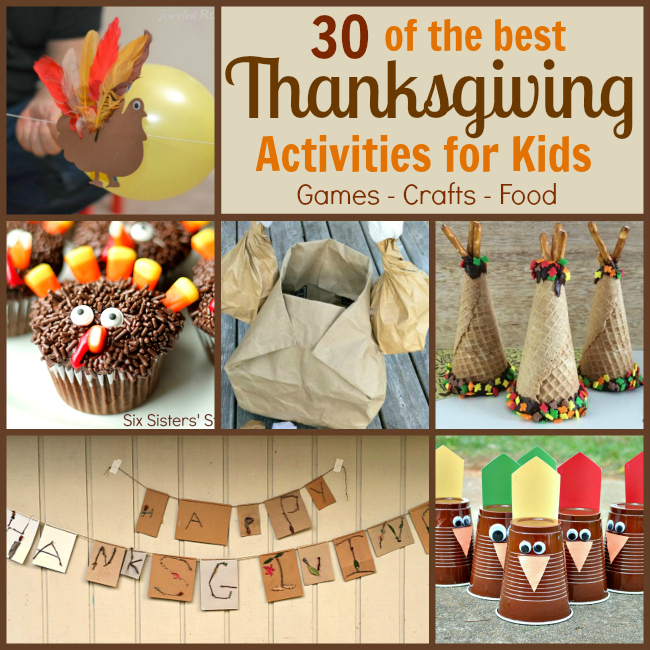 Looking for ways to entertain the kids on Thanksgiving? Check out 30 of the best Thanksgiving activities for kids. Includes Thanksgiving games, Thanksgiving crafts and Thanksgiving foods for kids