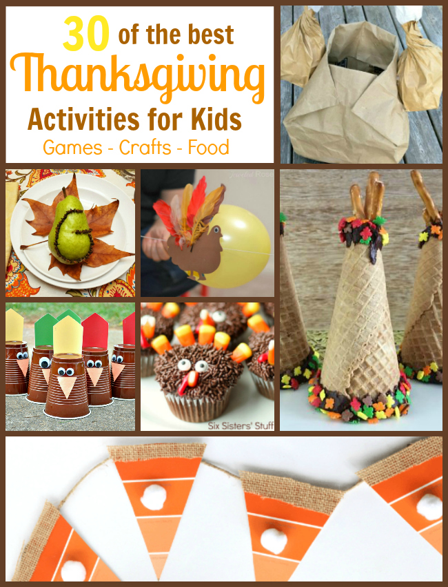 Looking for ways to entertain the kids on Thanksgiving? Check out 30 of the best Thanksgiving activities for kids. Includes Thanksgiving games, Thanksgiving crafts and Thanksgiving foods for kids