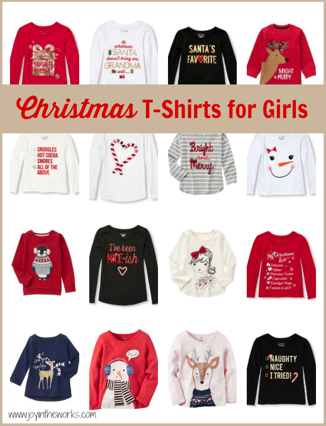 Check out the cutest Christmas t-shirts for girls from Gymboree, Carters, The Children's Place and more!