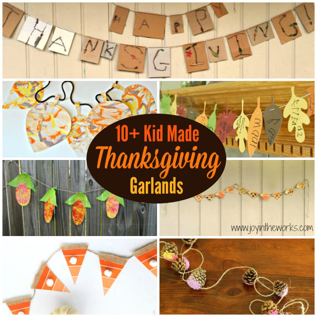 Crafts on Thanksgiving are a great way to keep the kids entertained while the turkey cooks, but kid made Thanksgiving garlands and banners are even better because they double as decorations!