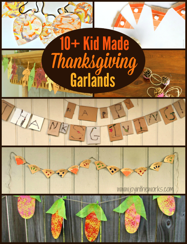 Crafts on Thanksgiving are a great way to keep the kids entertained while the turkey cooks, but kid made Thanksgiving garlands and banners are even better because they double as decorations!