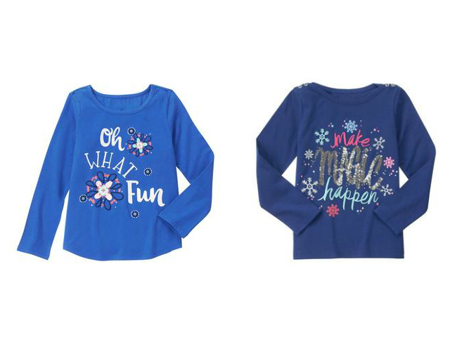Check out the cutest Christmas t-shirts for girls from Gymboree, Carters, The Children's Place and more!