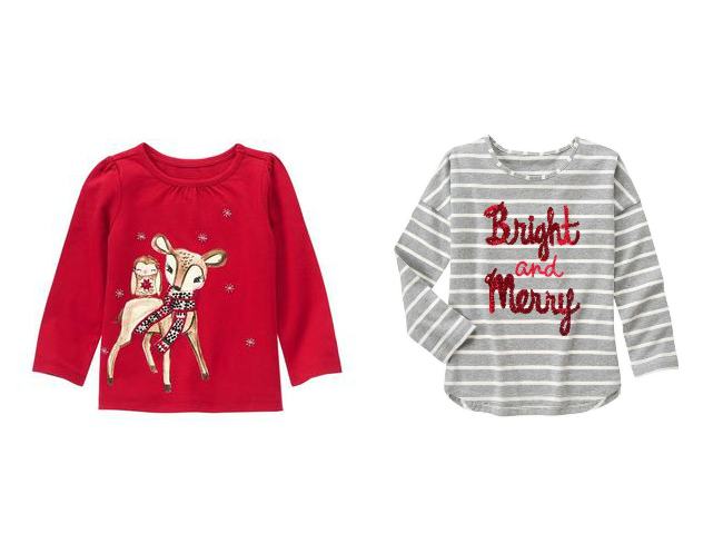 Check out the cutest Christmas t-shirts for girls from Gymboree, Carters, The Children's Place and more!