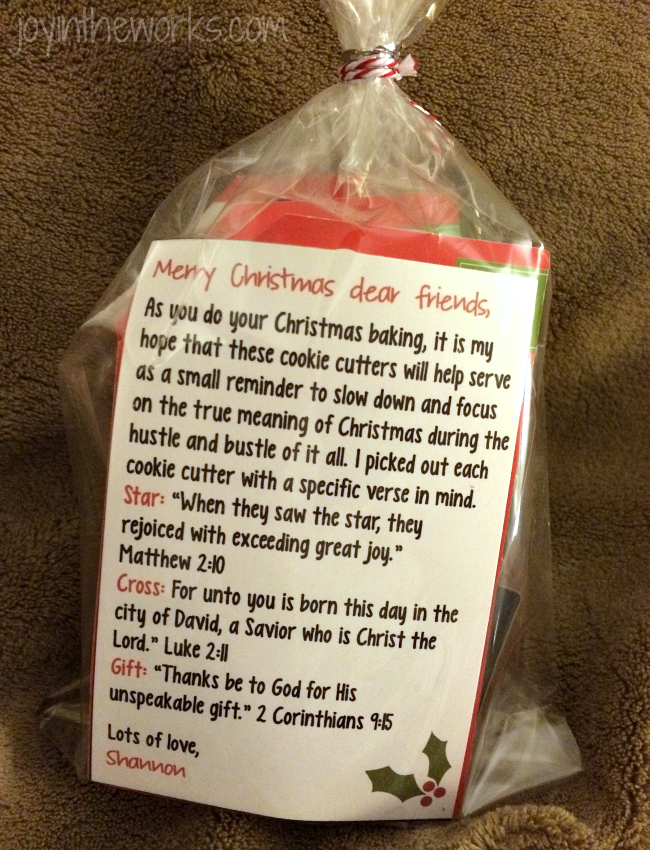 Meaningful Christmas Gift Idea: Christian Themed Cookie Cutters that are each attached to a Christmas Bible Verse