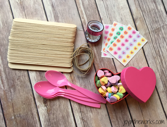 Supplies needed for the Valentine's Day Conversation Heart Catapult #STEM Class Valentine's Day Party