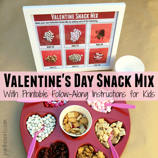 Looking for an easy Valentine's Day Snack that the kids can do independently? This Valentine's Day Snack Mix is perfect because it comes with printable follow along instructions for the kids!