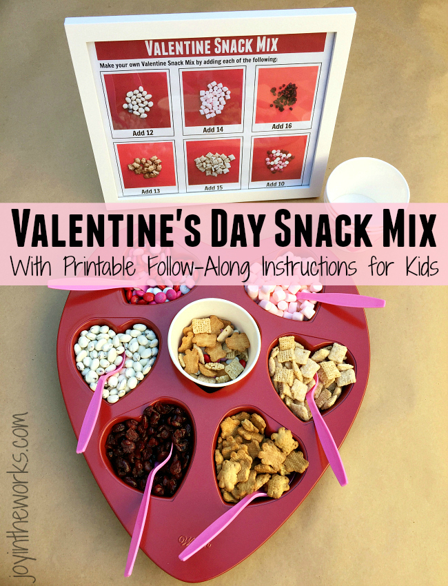Looking for an easy Valentine's Day Snack that the kids can do independently? This Valentine's Day Snack Mix is perfect because it comes with printable follow along instructions for the kids!