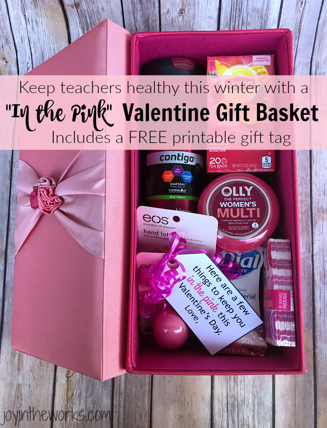 Give the gift of health this Valentine's Day with this In the Pink Valentine's Day gift basket. Great gift idea for teachers who are surrounded by germs all day long throughout the cold, winter months. Includes free printable gift tag!