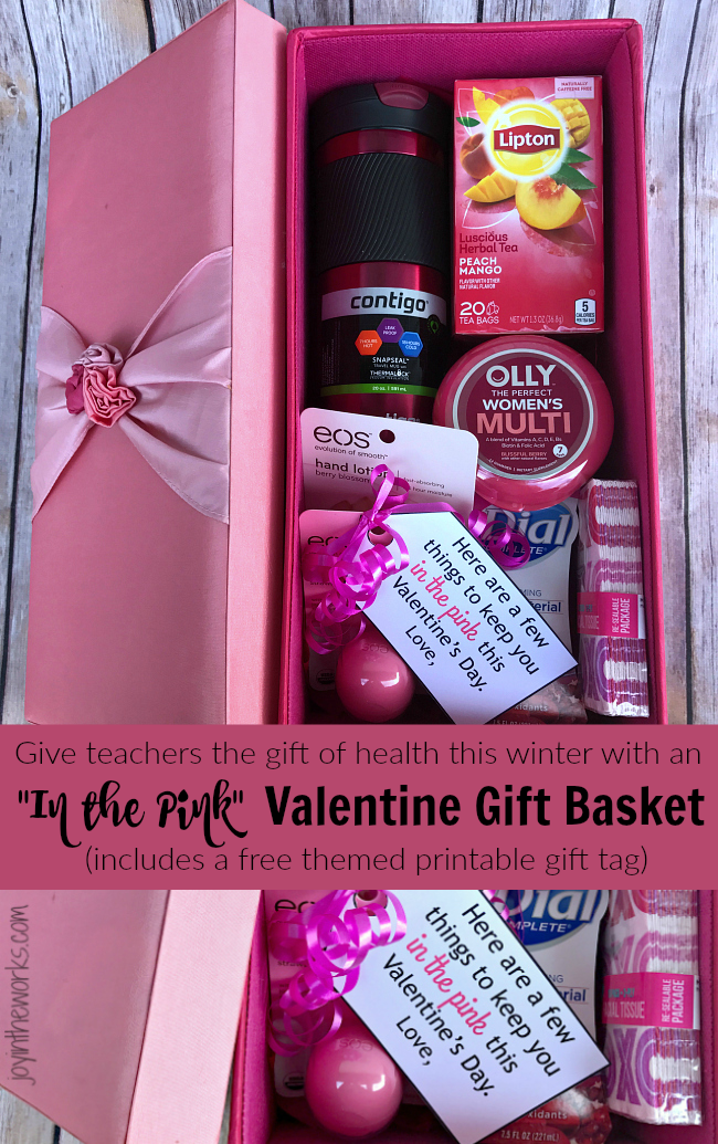 Give the gift of health this Valentine's Day with this In the Pink Valentine's Day gift basket. Great gift idea for teachers who are surrounded by germs all day long throughout the cold, winter months. Includes free printable gift tag!
