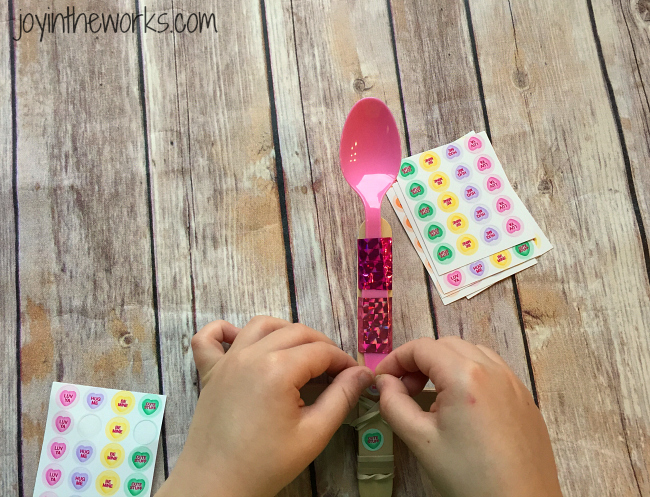 Decorate your Valentine's Day Conversation Heart Catapult with stickers and other decorations!