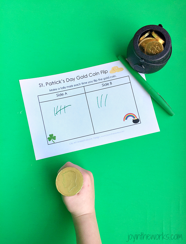 St. Patrick's Day Gold Coin Flip Game is the perfect probability game with a little chocolate treat afterwards!