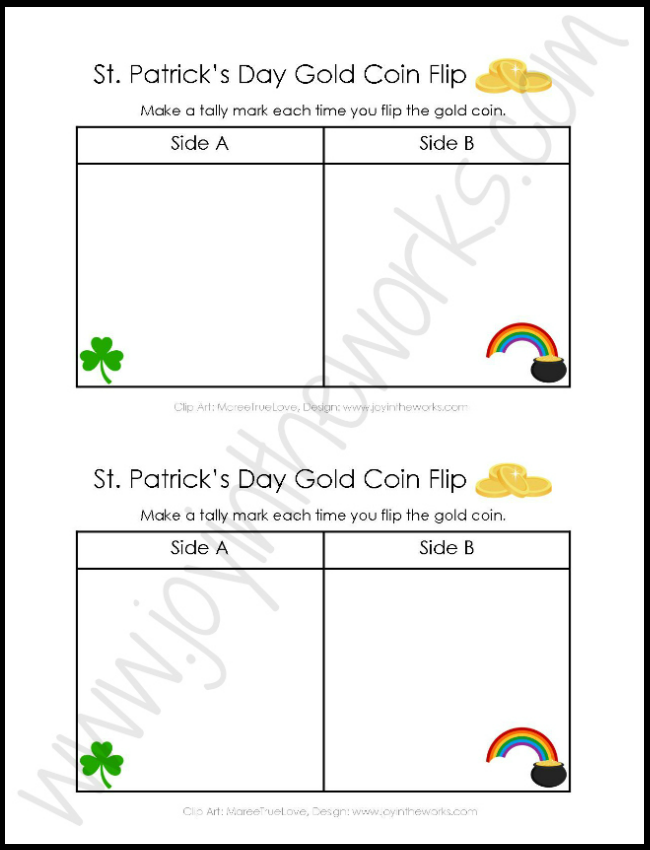 St. Patrick's Day Gold Coin Flip Game is the perfect probability game with a little chocolate treat afterwards!