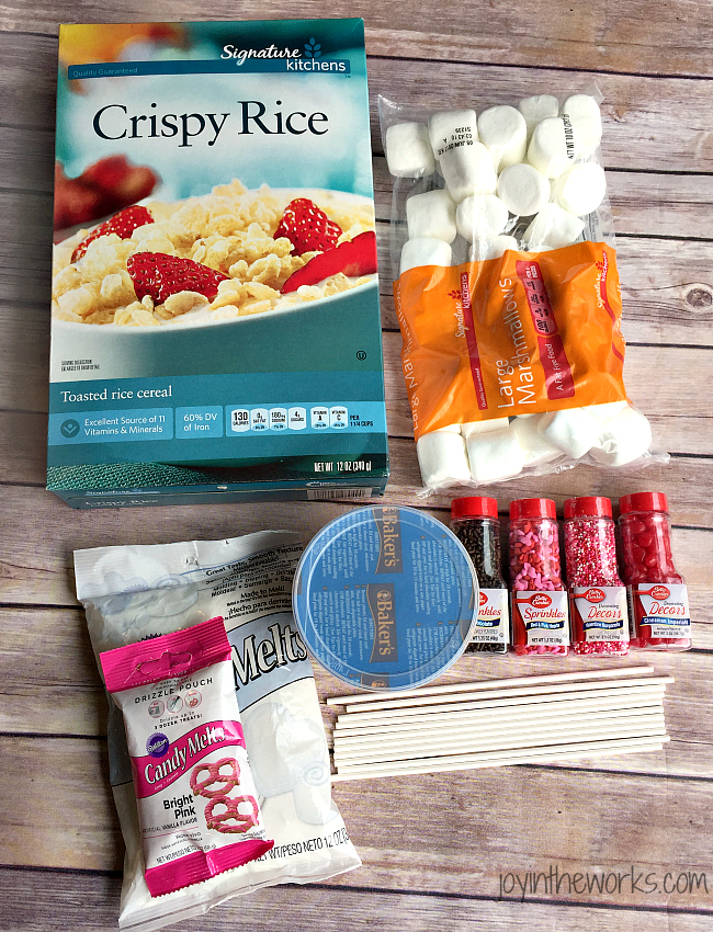 Ingredients for Heart Rice Krispie Treat Pops