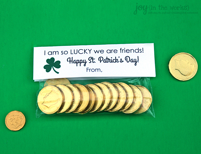 St. Patrick's Day Treat Bag Toppers: I am so lucky we are friends!