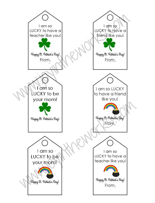 FREE Printable St Patrick's Day Gift Tags