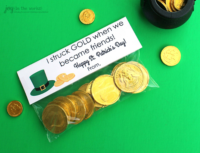 St. Patrick's Day Treat Bag Toppers: I struck gold when we became friends