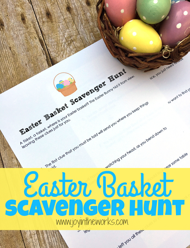 Looking to make Easter morning fun last a little longer? Download this free printable Easter Basket Scavenger Hunt where kids can follow clues until they discover their hidden Easter baskets!