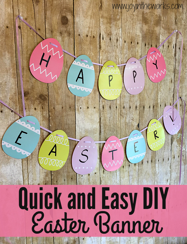 It is so easy to make your own Easter Decorations when you make this quick and easy DIY Easter Banner! You can make it with Easter Eggs, Bunnies or Carrots!