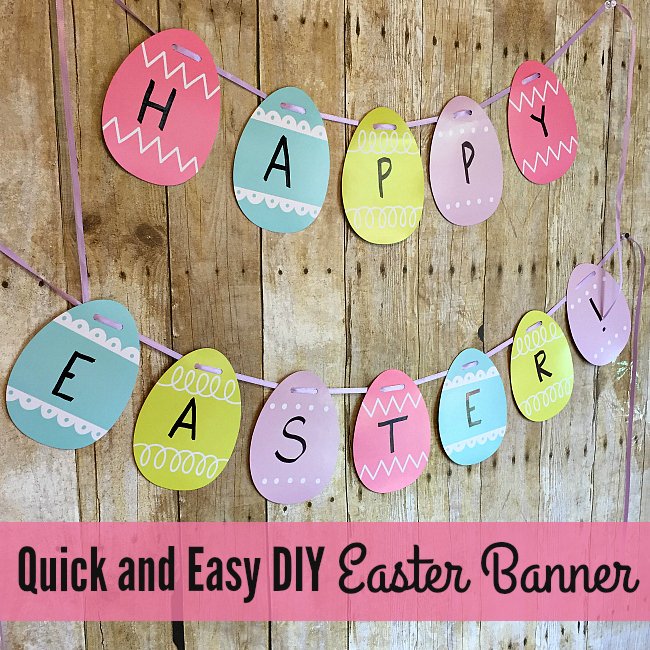 It is so easy to make your own Easter Decorations when you make this quick and easy DIY Easter Banner! You can make it with Easter Eggs, Bunnies or Carrots!