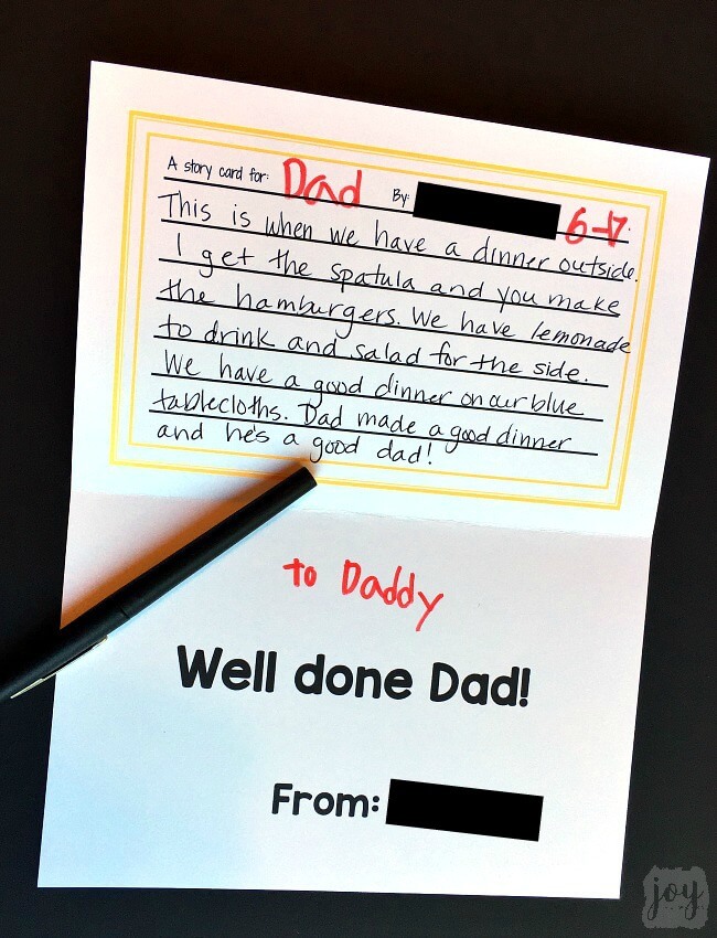 A unique twist on a homemade Father's Day card: Father's Day Story Cards! These themed "finishable" story cards have the beginnings of a picture scene and include instructions and lines for kids to create and record their story creation!