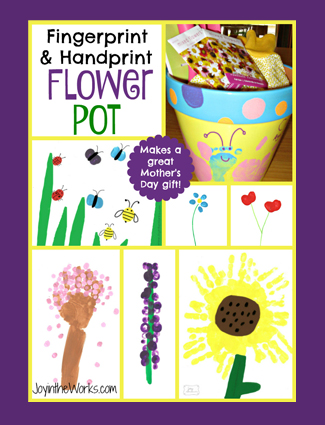 Fingerprint and Handprint Painted Flower Pot